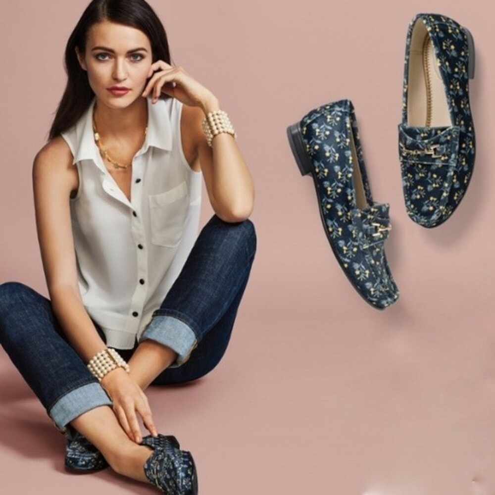 Cabi The Carnaby Velvet Floral Loafer 7M NWOB